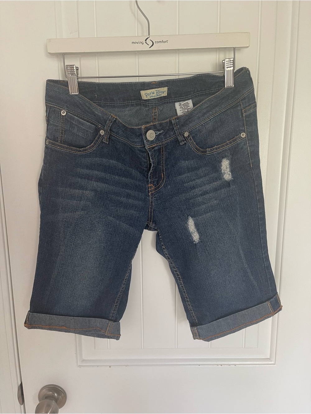 Paris Blues Indigo Rolled Cuff Distressed Jean Shorts